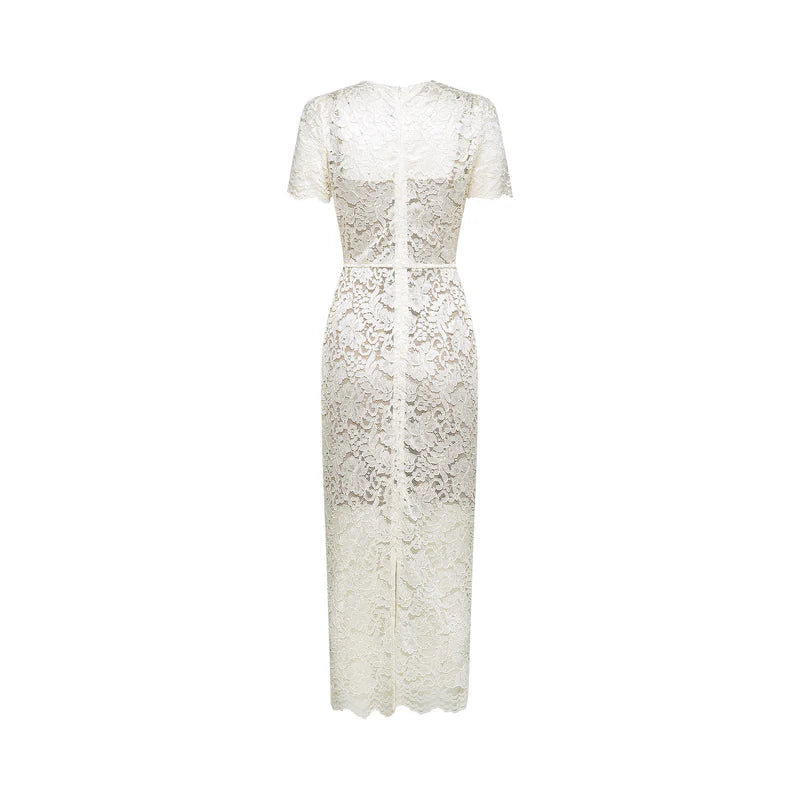 Kalena embellished lace midi dress
