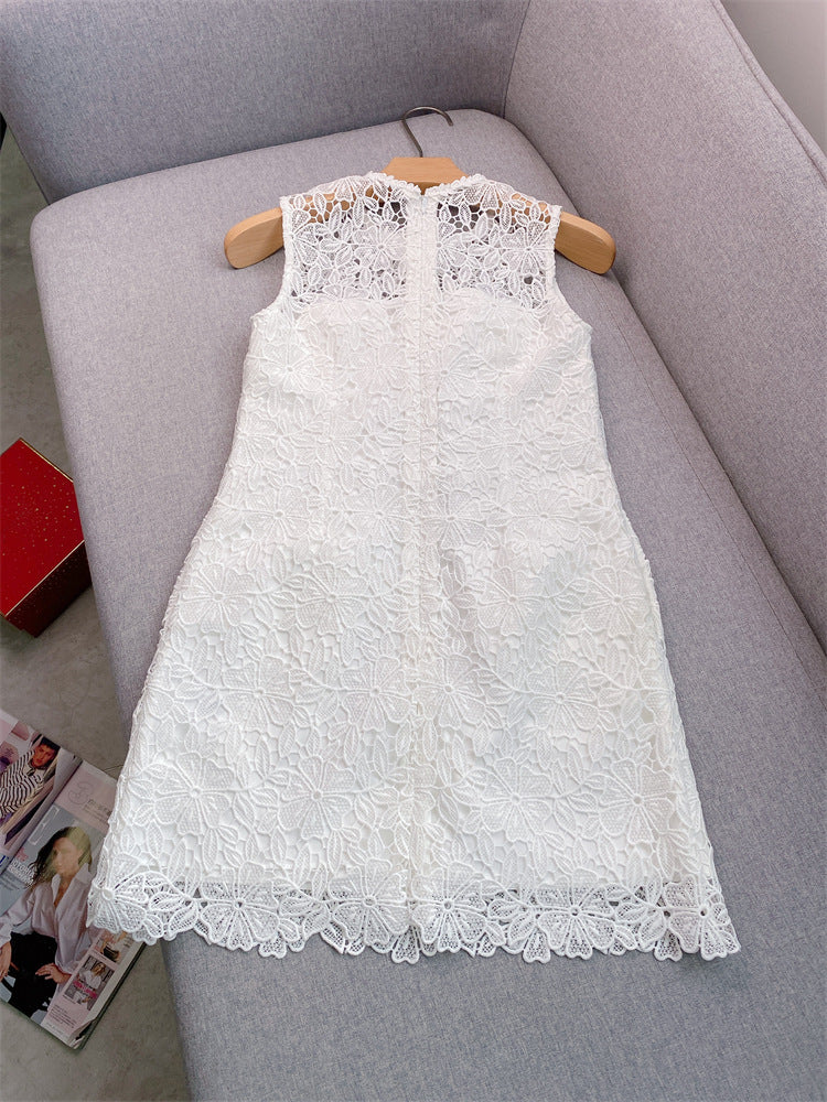 Crochet  ,short round neck dress