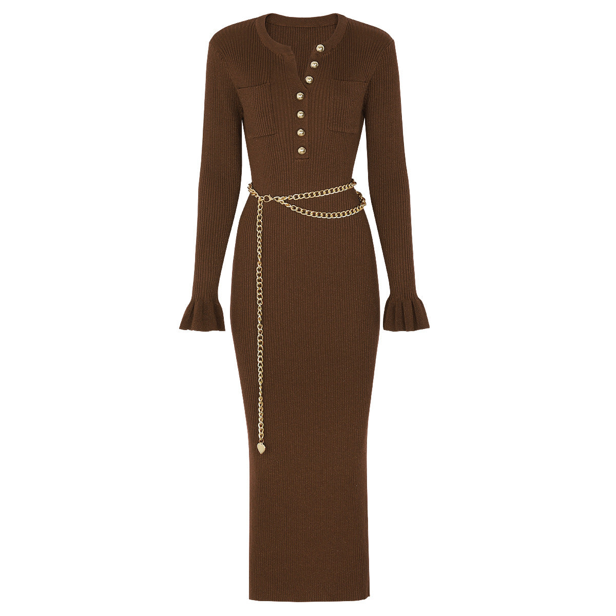 Palma new fashion knitted V-neck dress