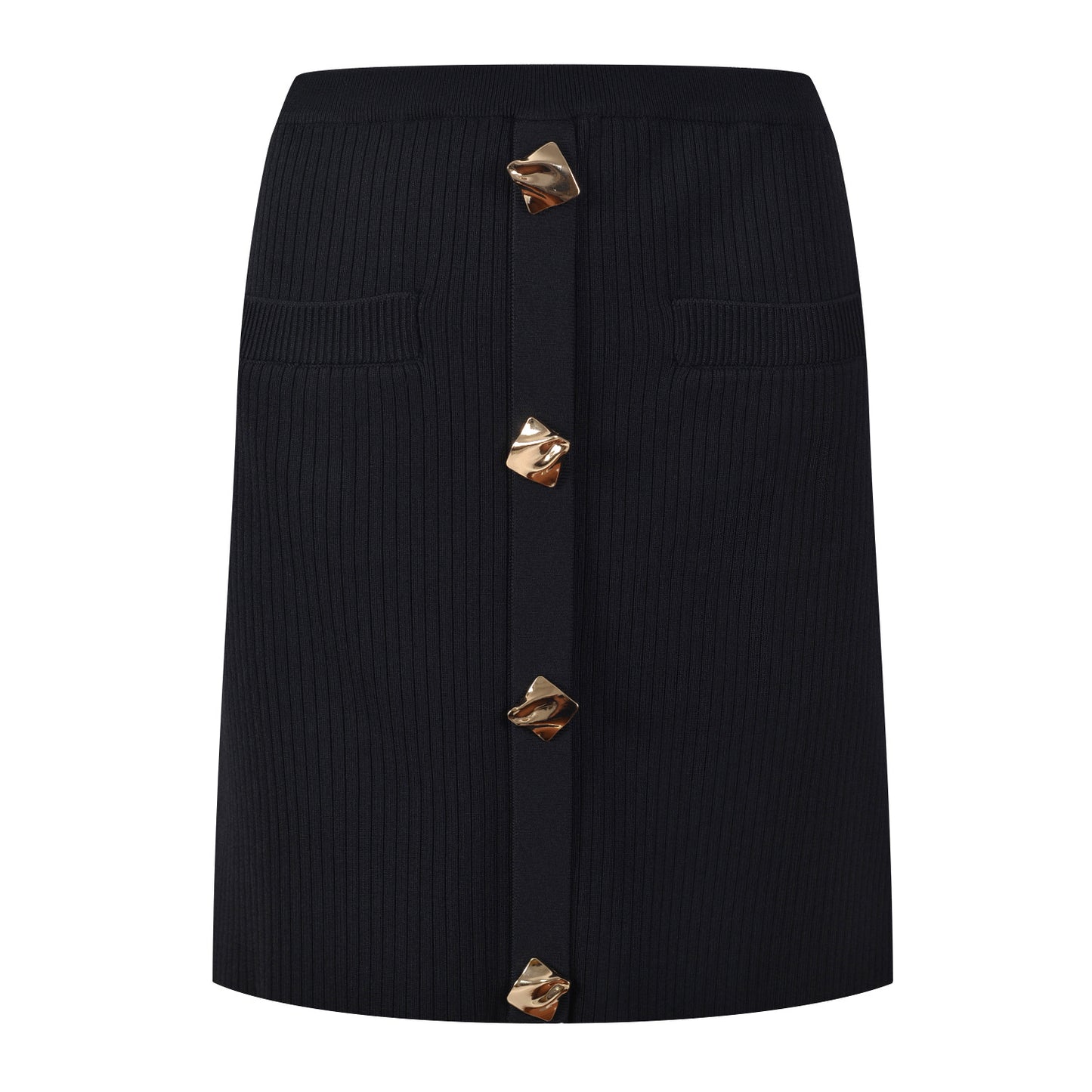 Gold Button Temperament Skirt