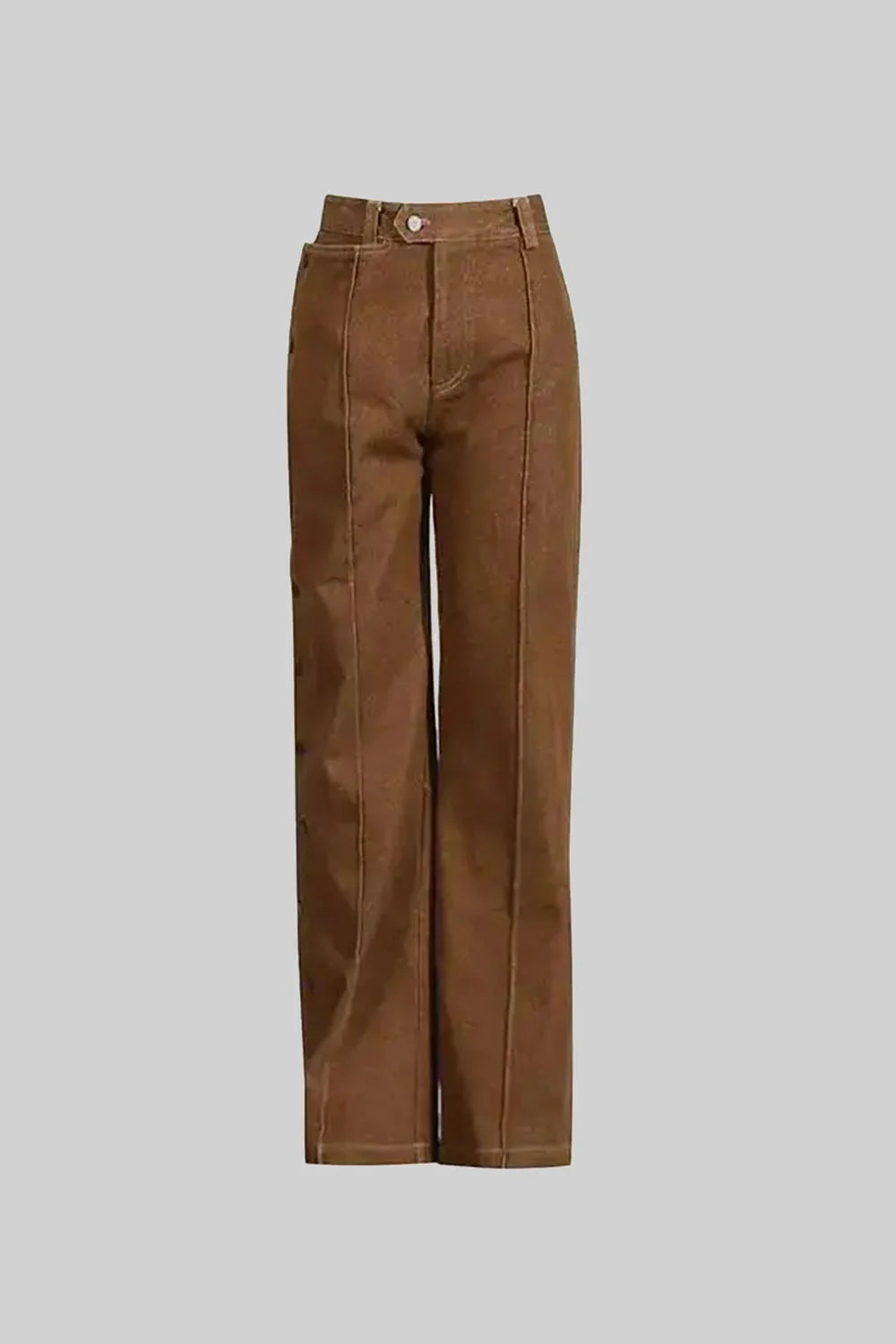 Suede Co-Ord Set With Tie-Neck Cropped Jacket And Wide-Leg Trousers - Brown