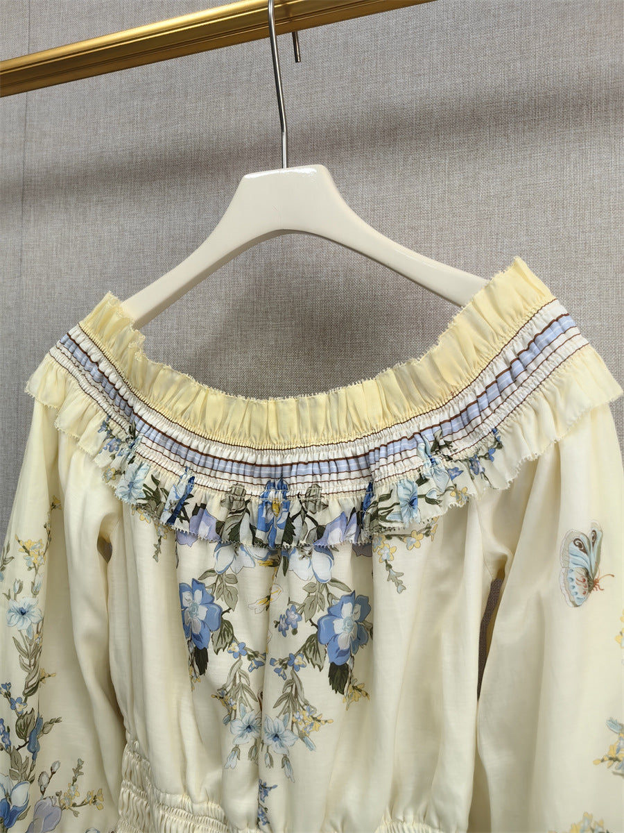 Retro Lapel Floral Belted Waist Shirt Dress