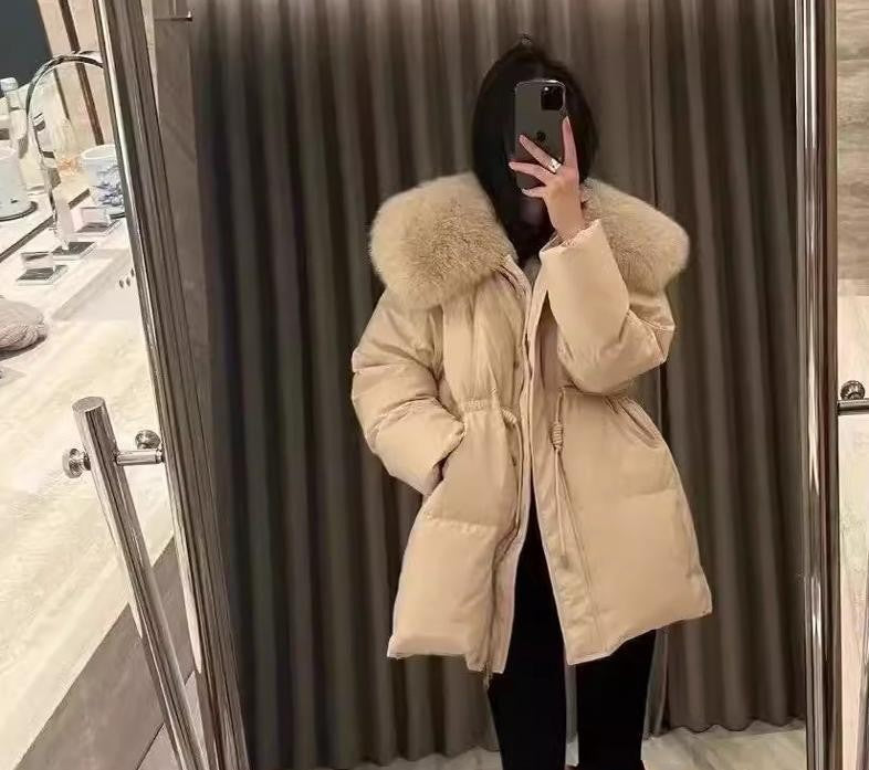 Detachable real fox fur collar jacket