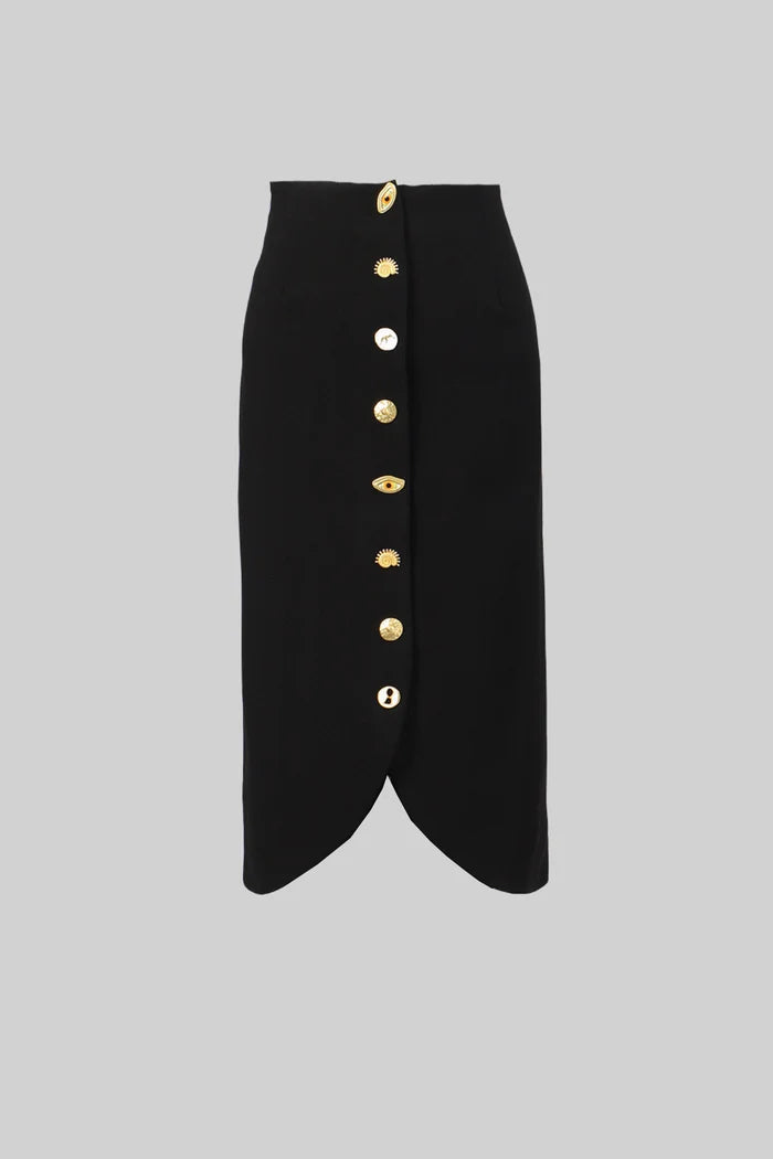 Co-ord Set with Statement Gold Buttons - Black