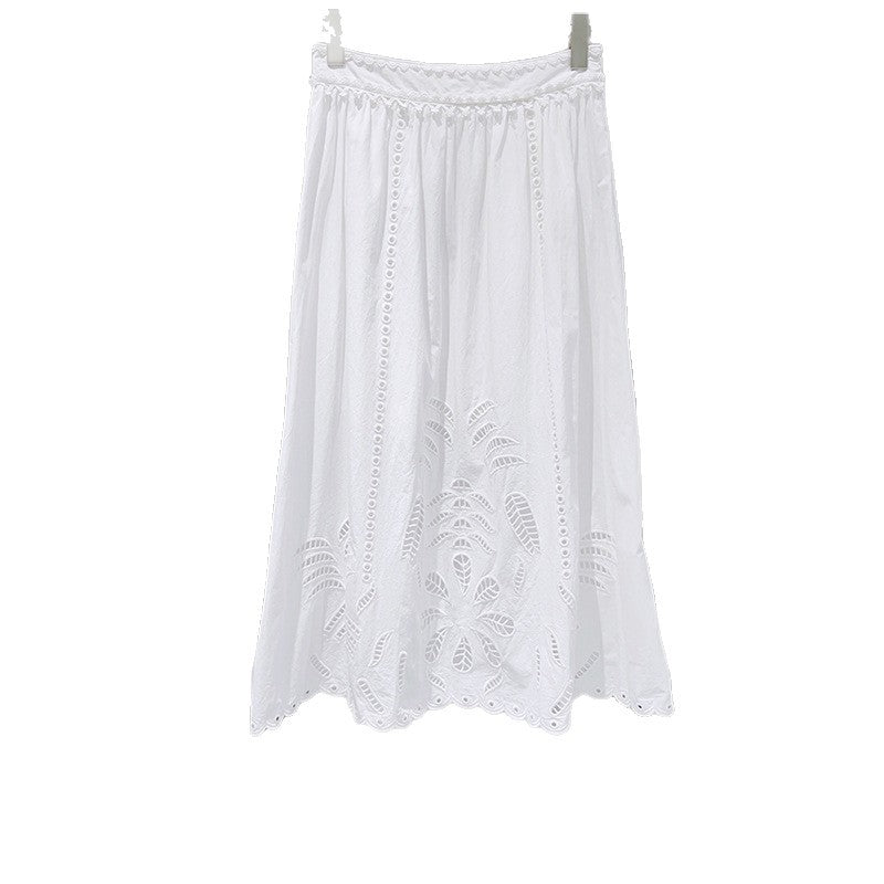 Carved Sleeveless White Trim Short Top Long Skirt