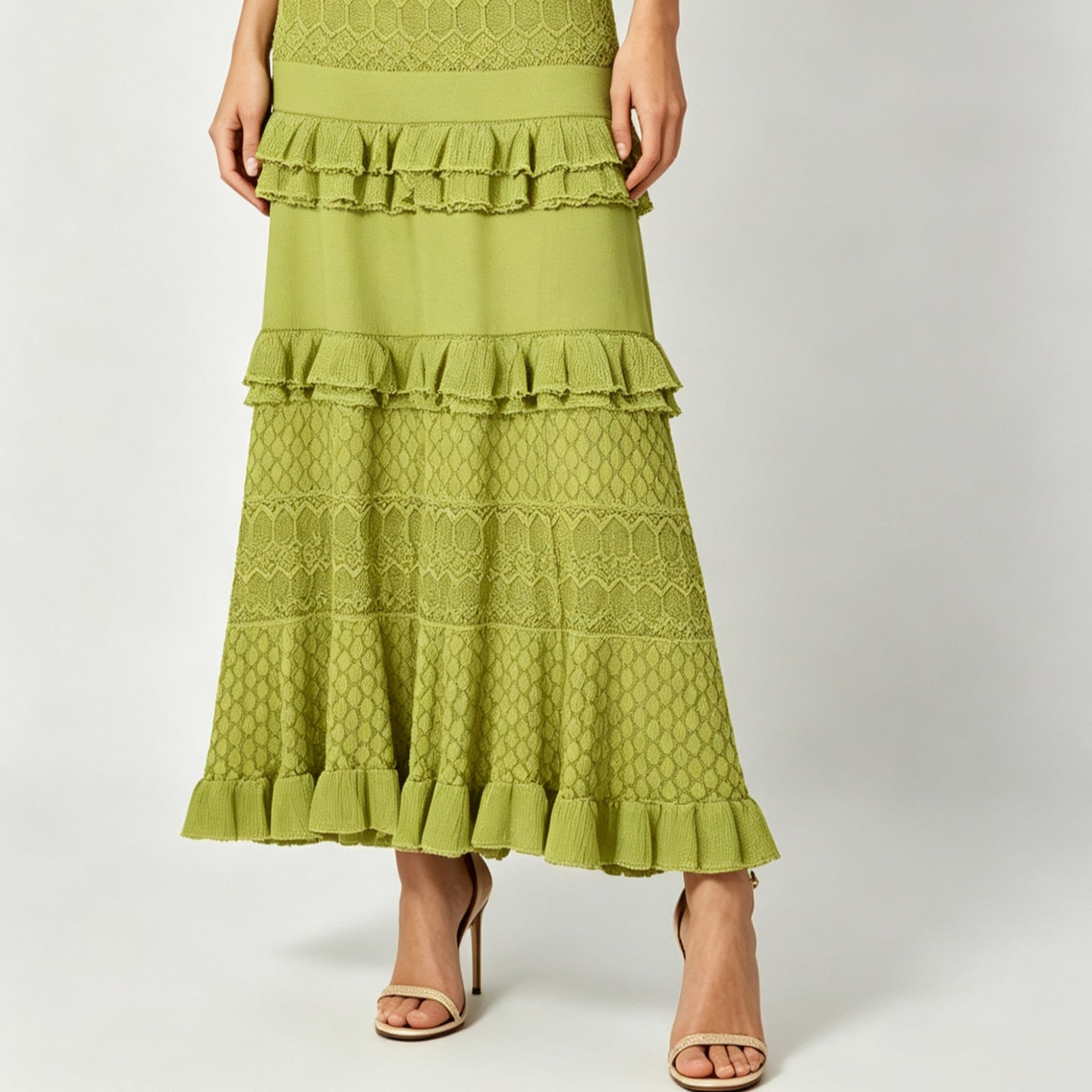 Inner Ruffled Hollow-Out Sleeveless Dress