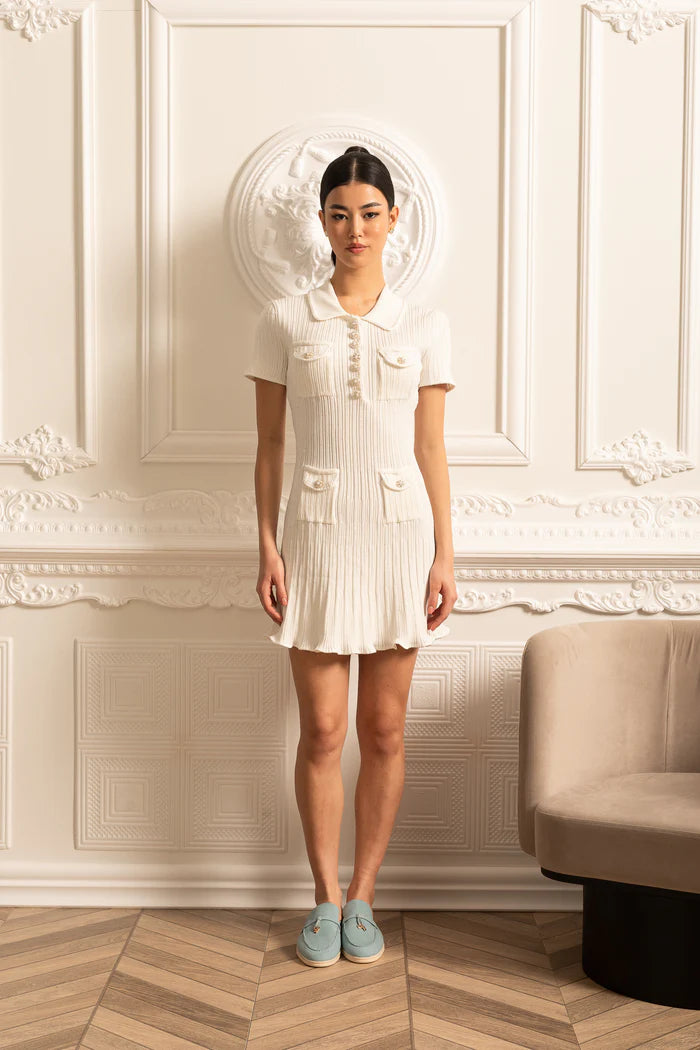 Short Sleeve Hourglass Diamond Dress - White