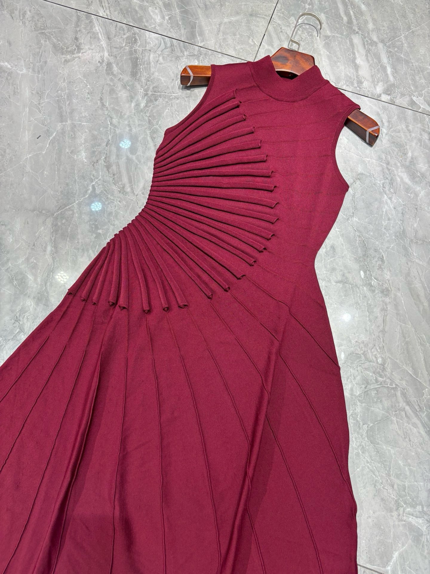 Waist-Cinching A-Line Asymmetrical Knit Dress