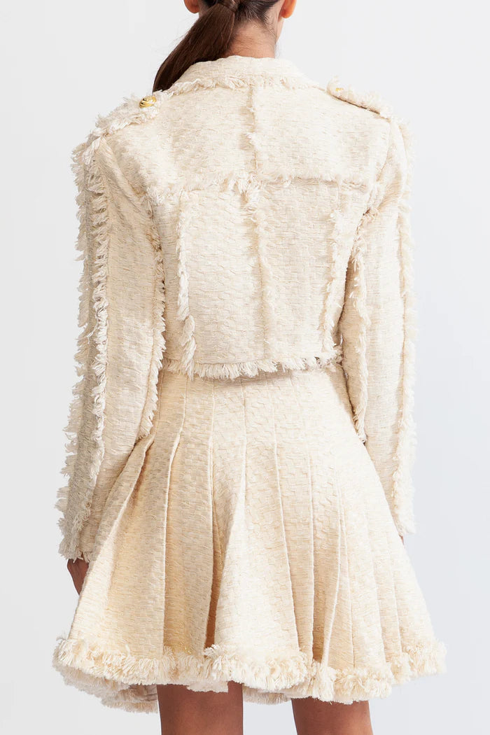 Bright Tweed Co-ord with Gold Details - Cream