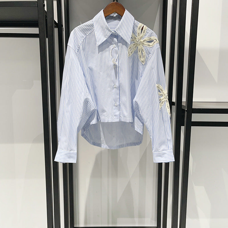 Five-Leaf Flower Diamond Hollow POLO Collar Long Skirt