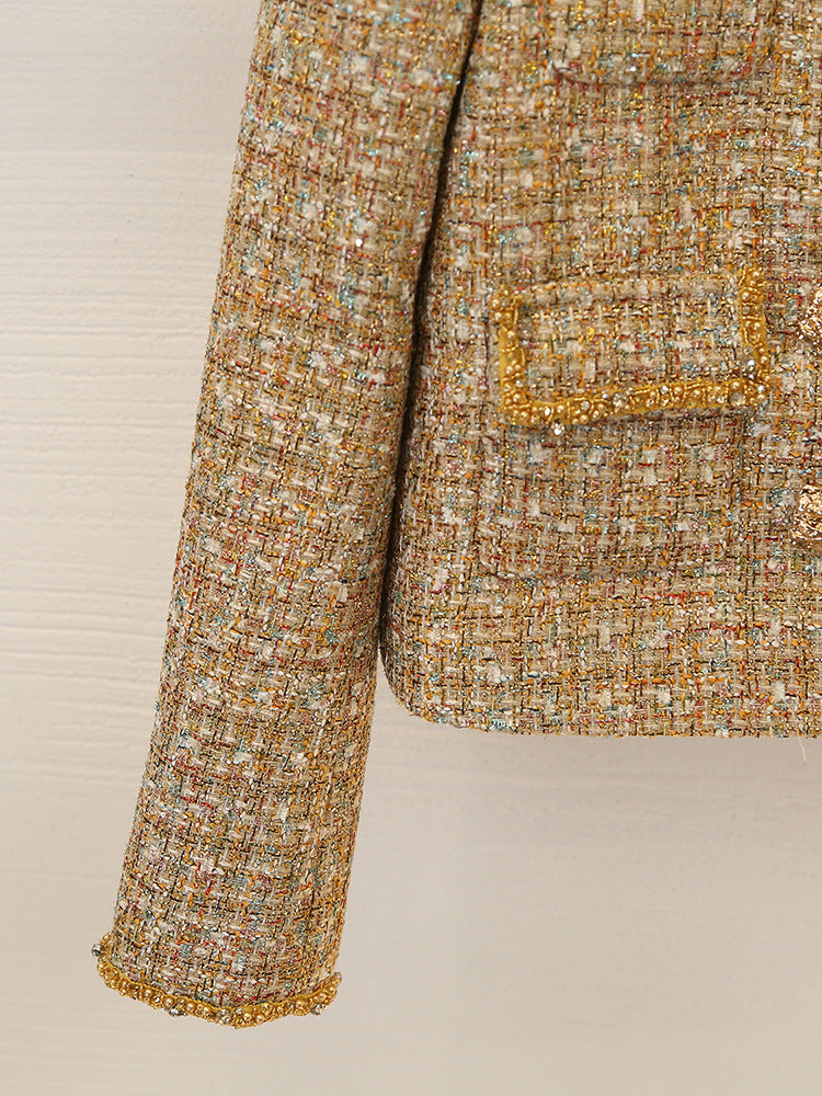 Beaded tweed short coat