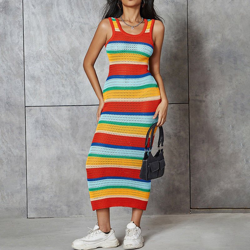 Color-blocked sleeveless dress