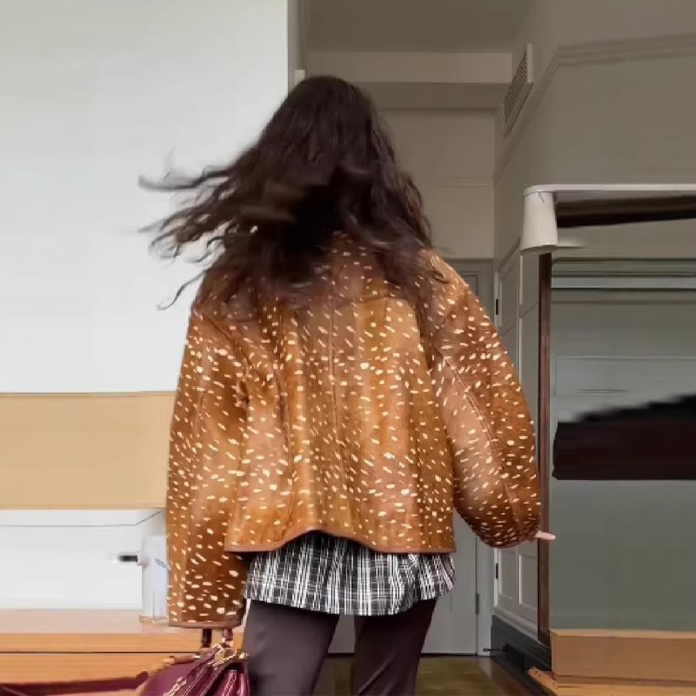 Polka dot short long-sleeve jacket