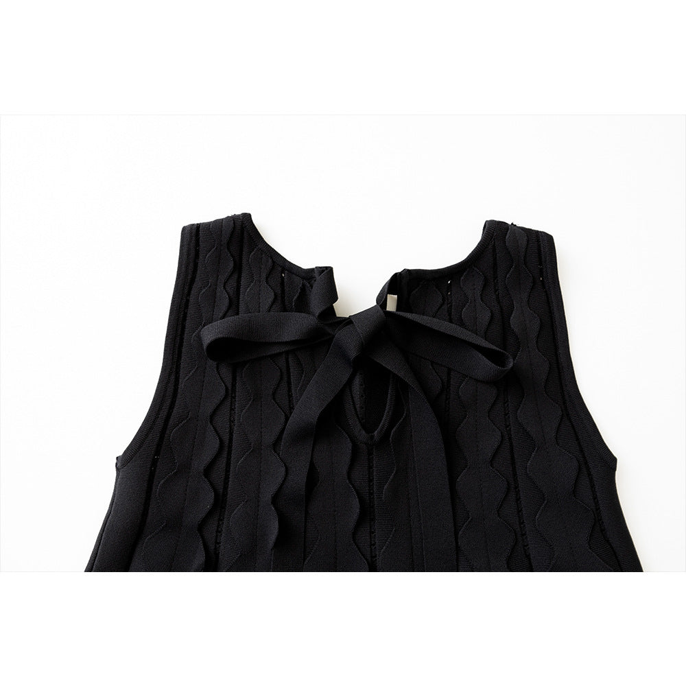 Tie-Neck Knitted Elegant Dress