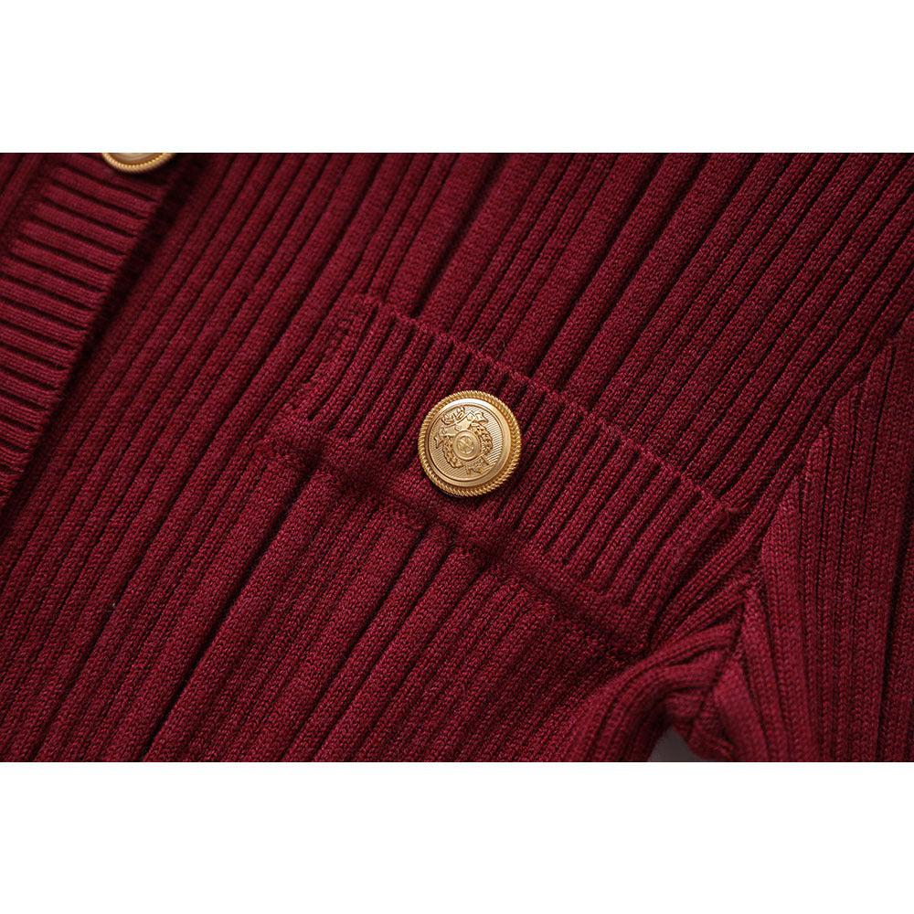 Cross-border hip flared sleeve knitted dress