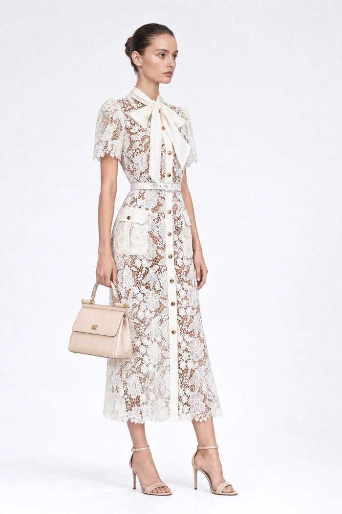 Guipure Lace Shirt Dress - Ivoire