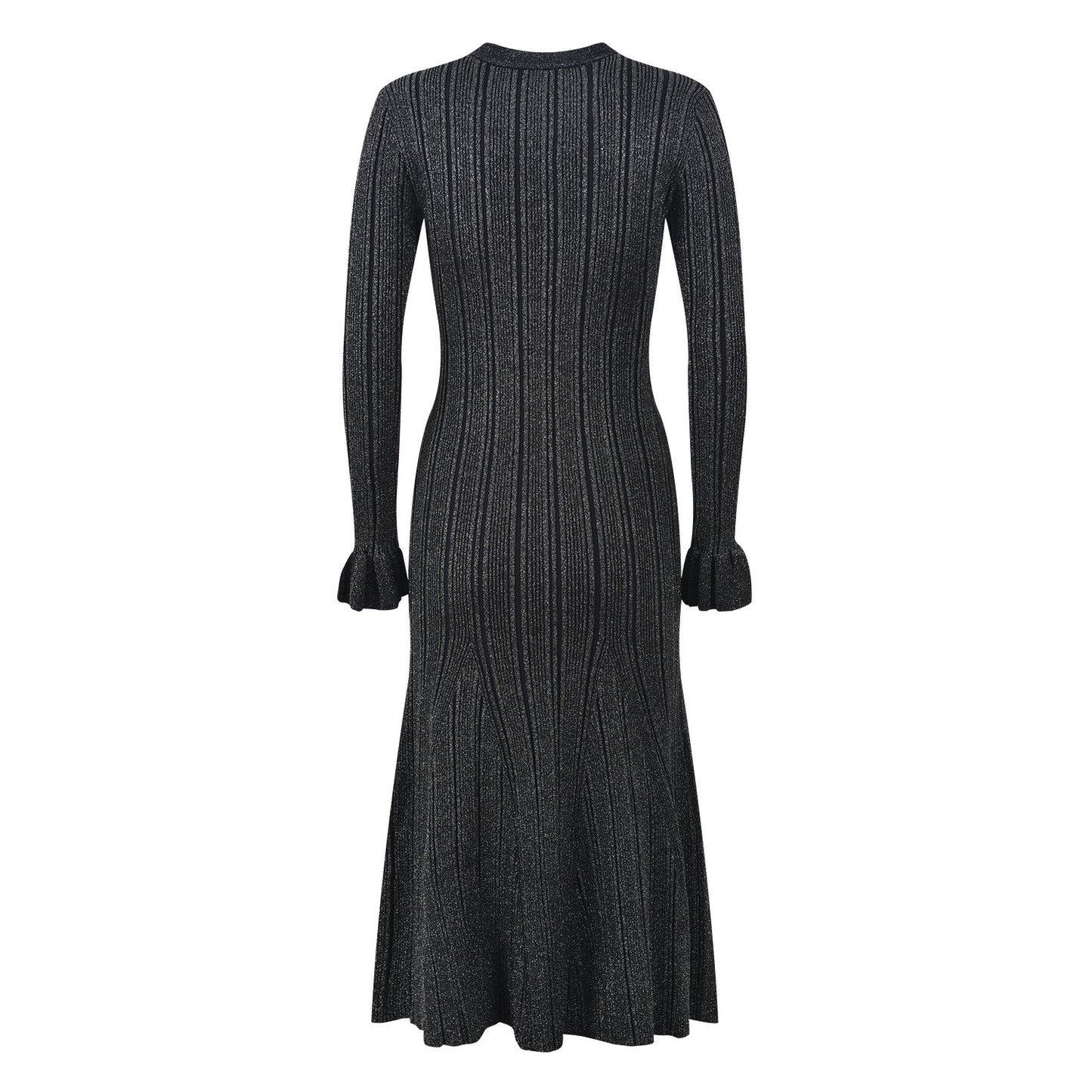 Luxury single-breasted slim thin knitted dress