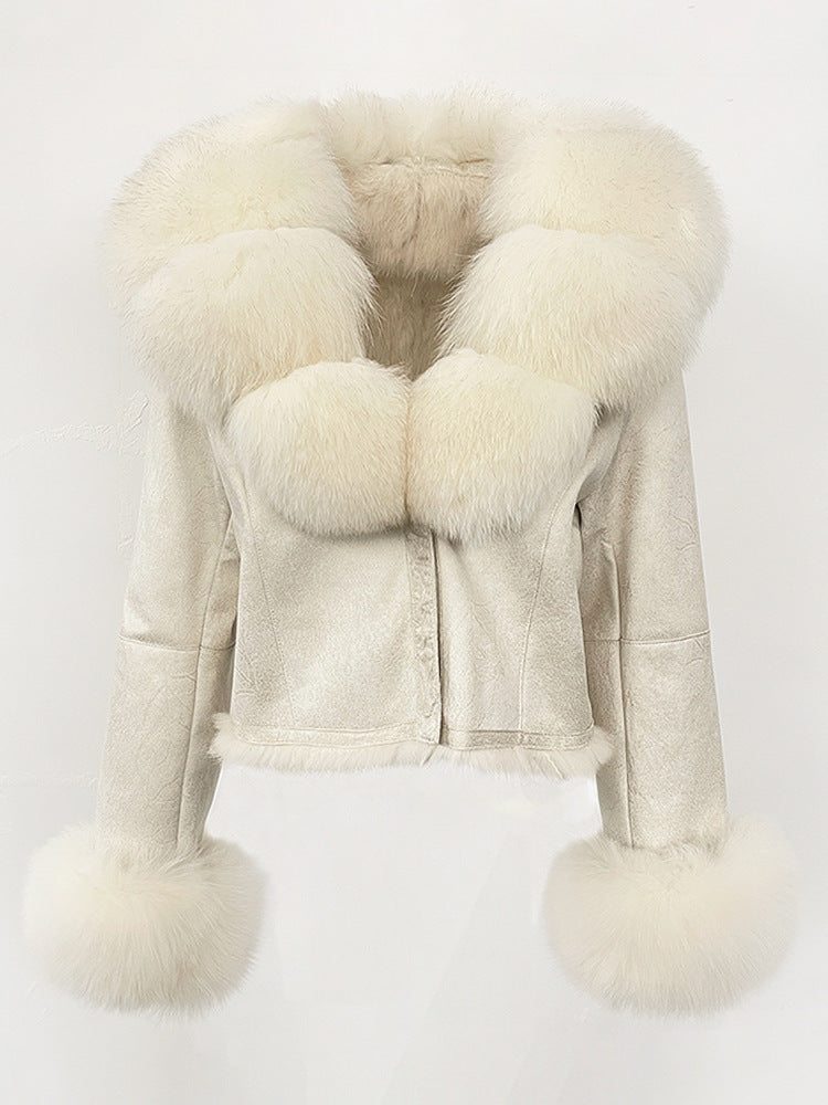 suede fur coat women's fashion slimming jacket