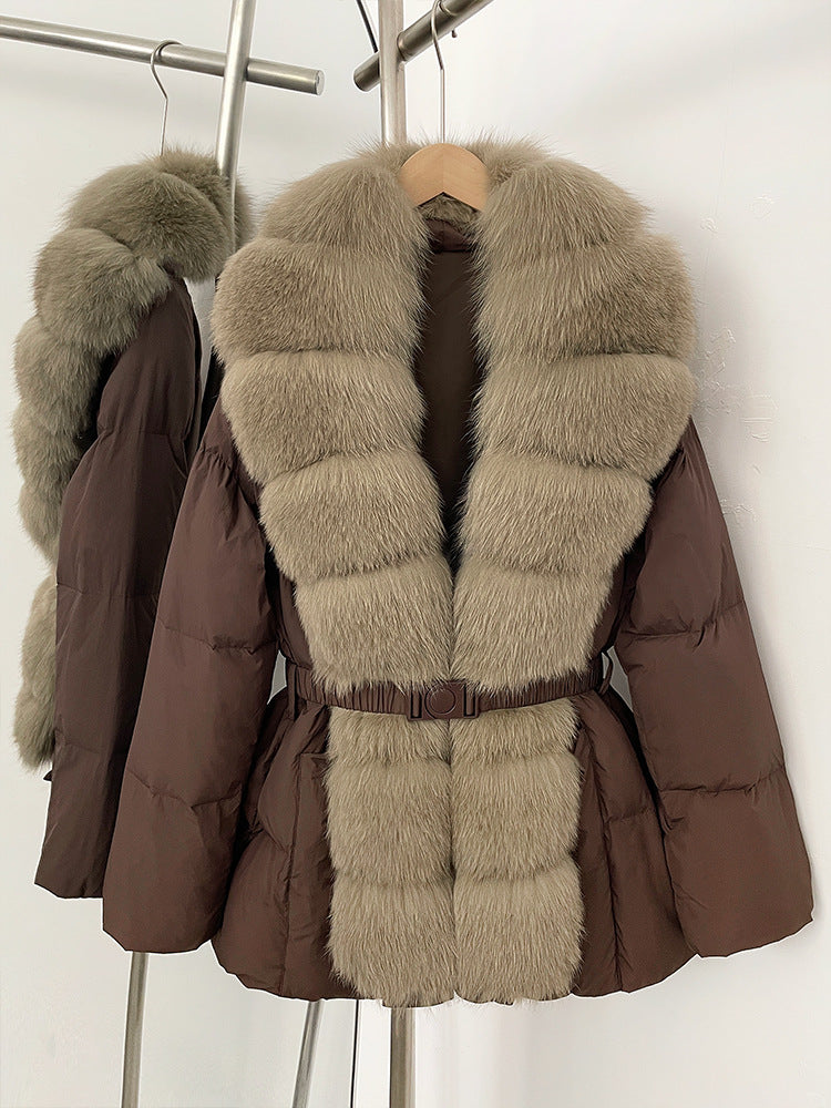 Fur collar slimming down jacket