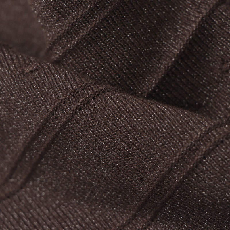 silver thread midi knitted dress