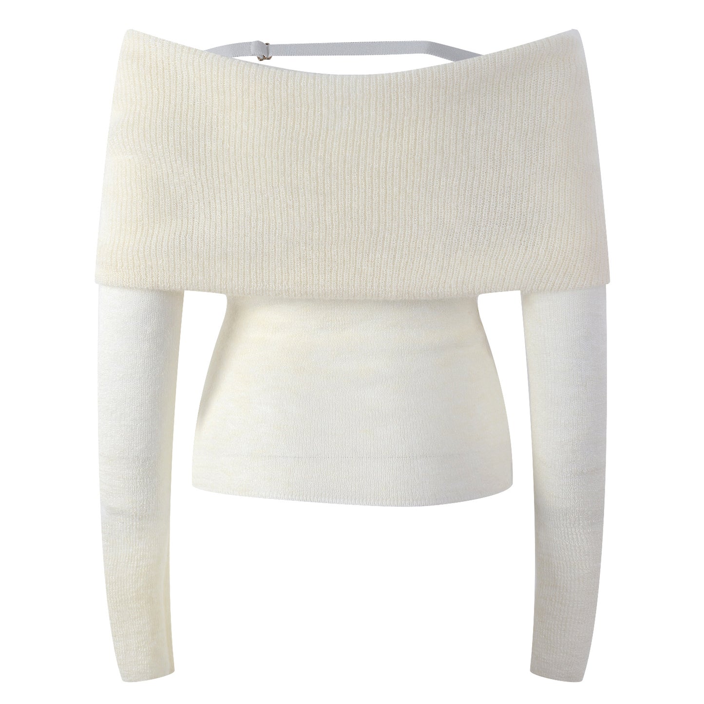 Off-the-Shoulder Careful Machine Long Sleeve Knit Top