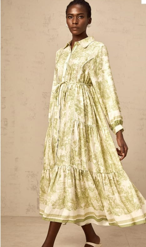 Adélaïde graphic-print midi dress in Green