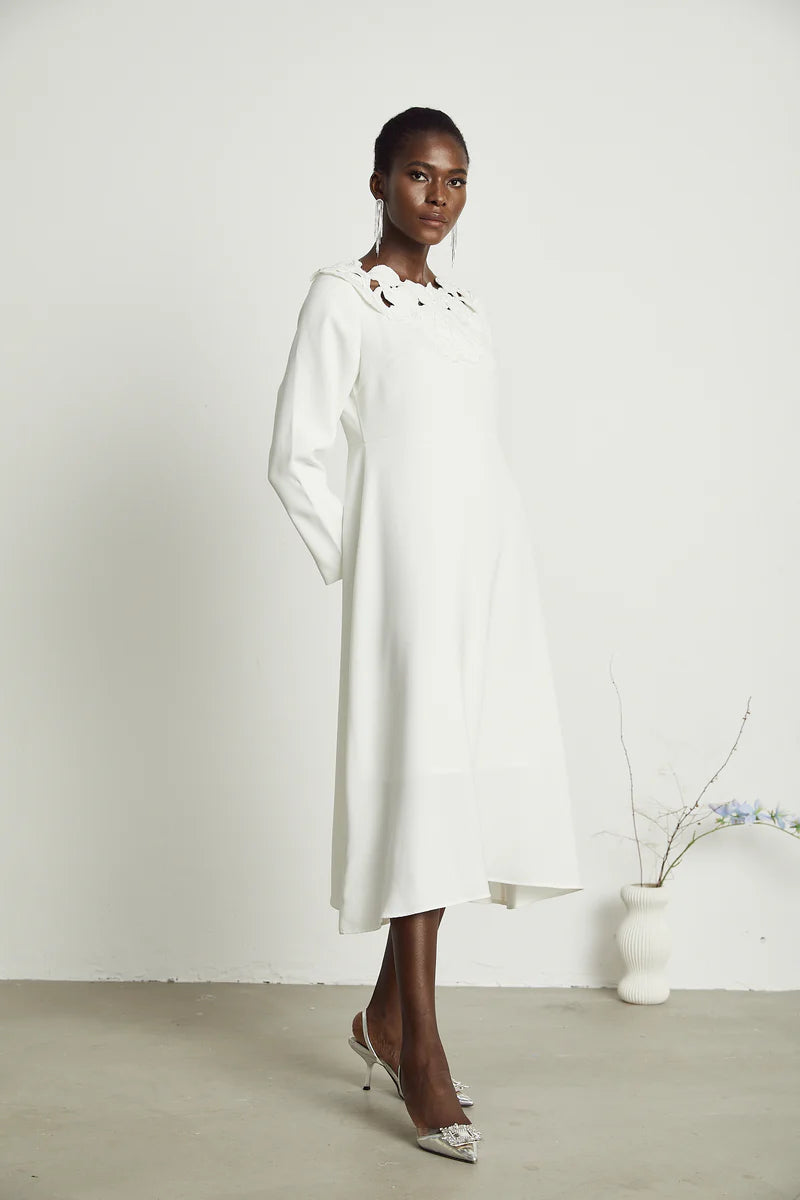 Coline floral embroidered cut-out midi dress