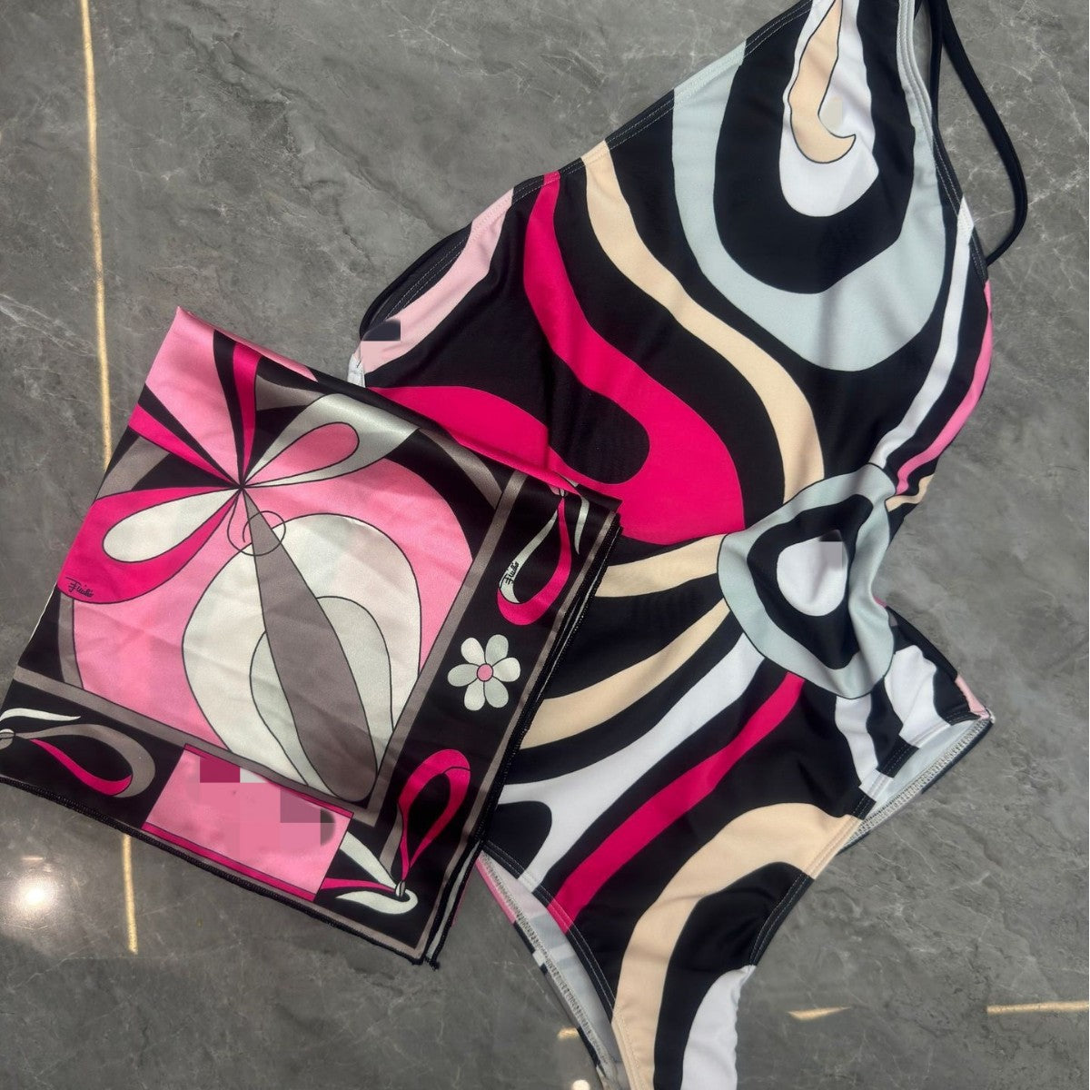 Striped Bikini Scarf Swimwear