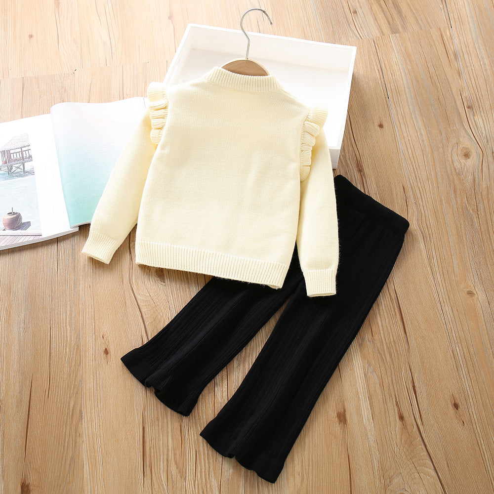 long-sleeved cardigan pants two-piece