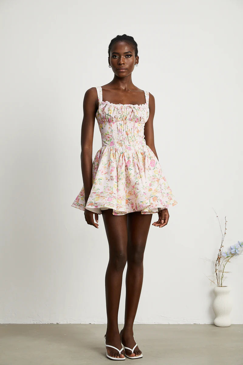 Kara Mini robe en coton à imprimé floral