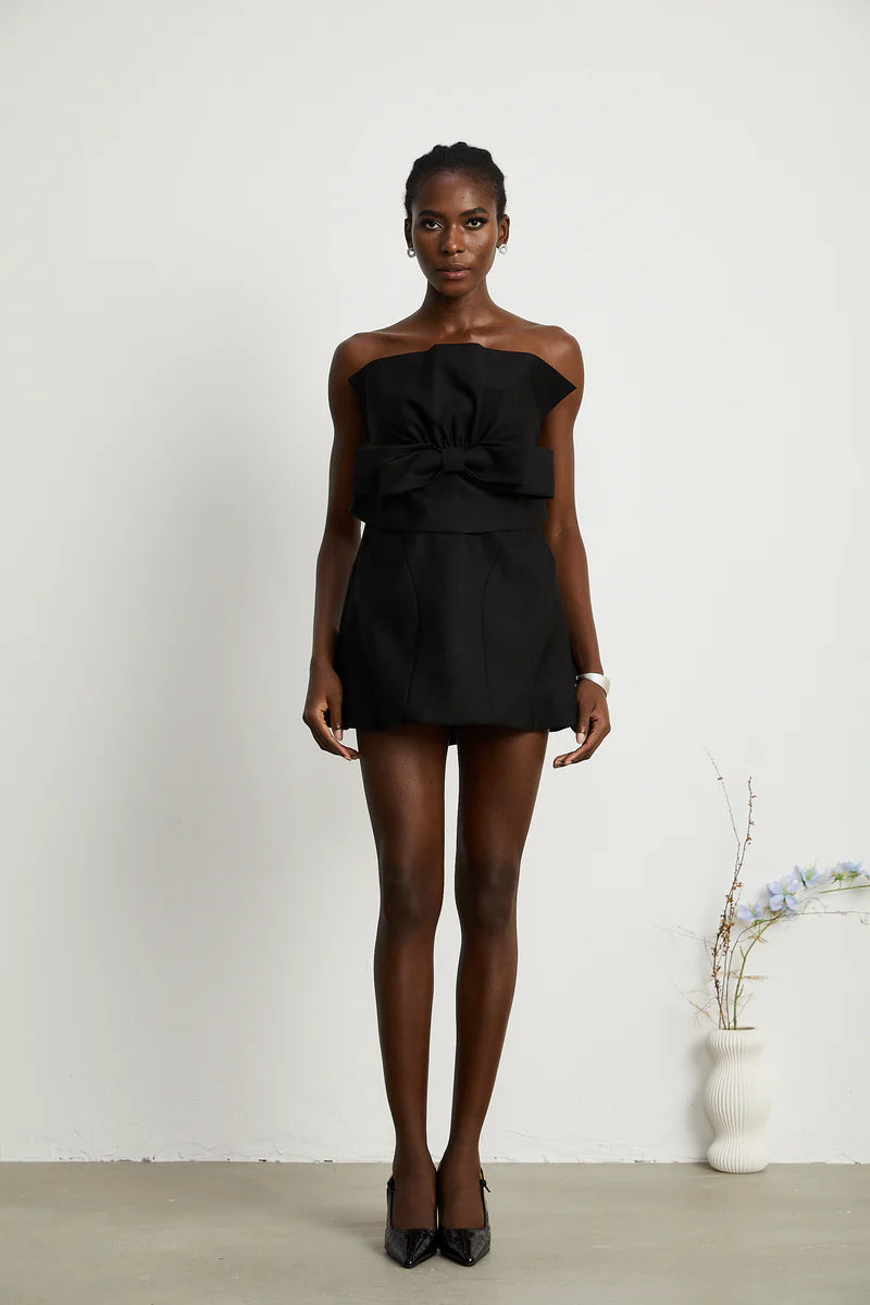 Caribe Bowknot mini-robe à épaules dénudées
