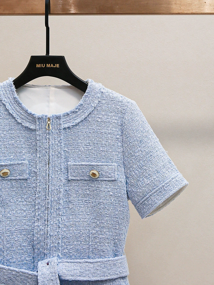 Robe plissée en tweed