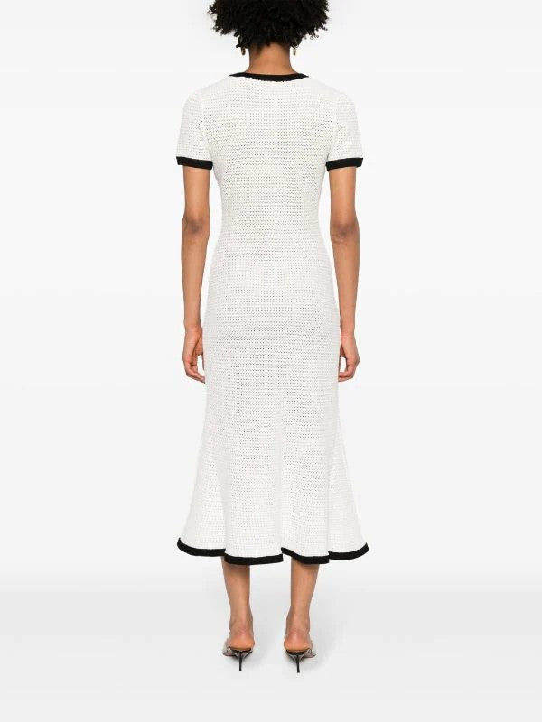 Self-Portrait pointelle-knit midi dress