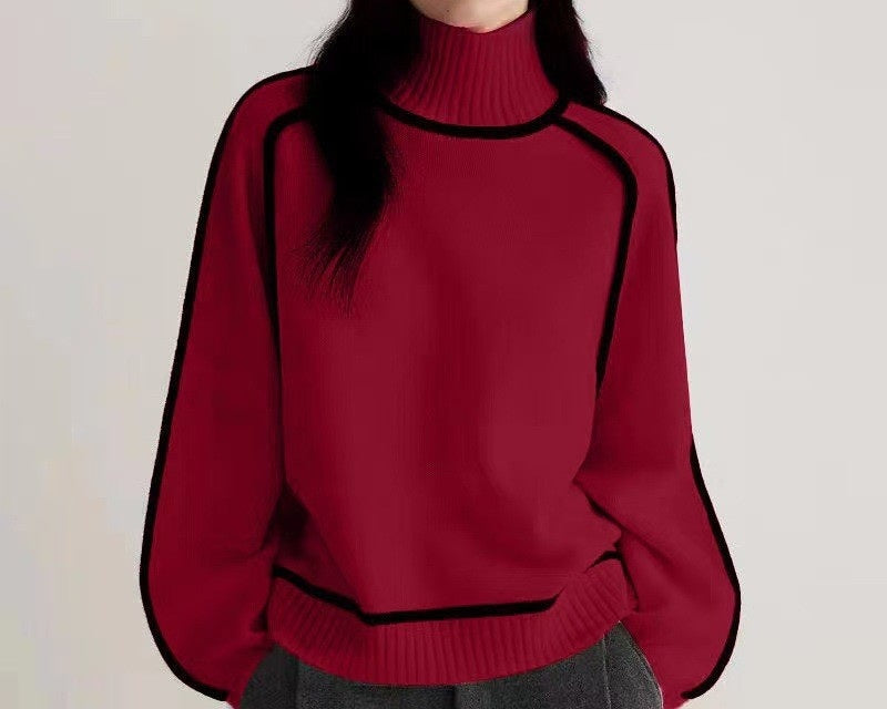 Winter stripes slimming loose pullover