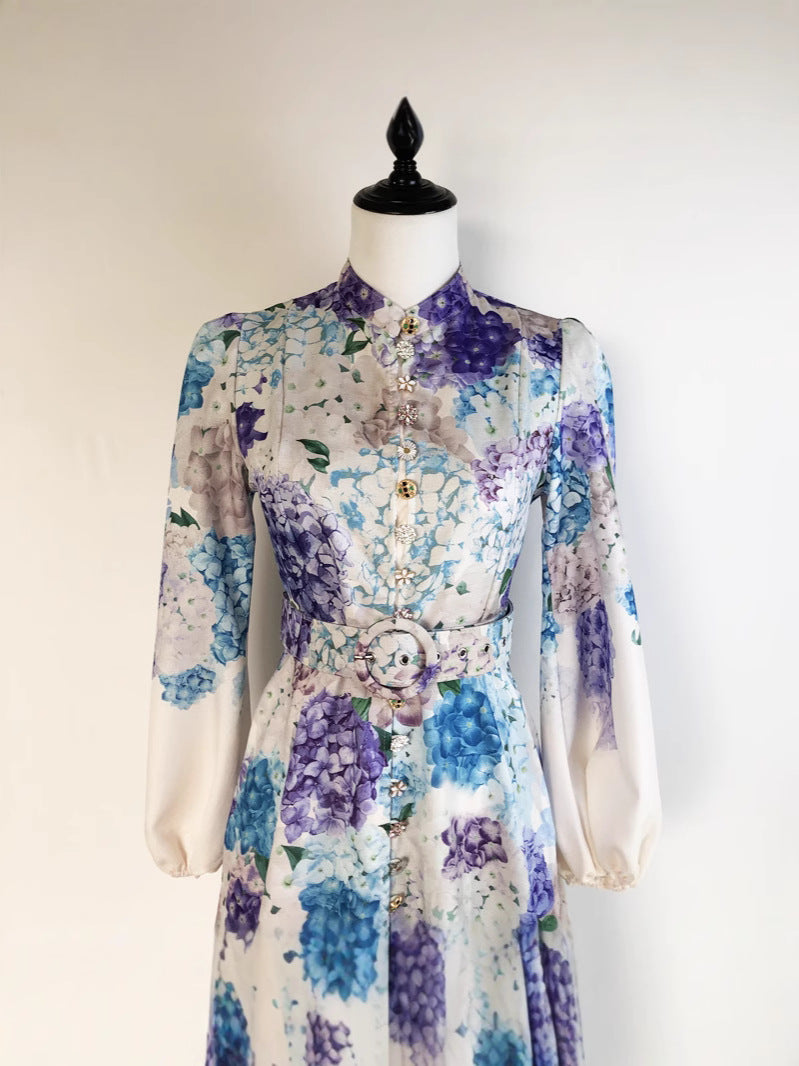 Doppelbrust-Taille-Stand-up-Kragenkleid