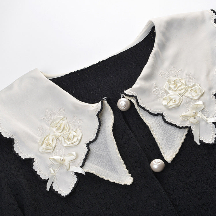 doll collar flower embroidery