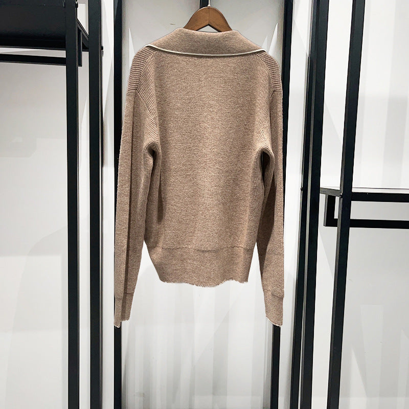 V-Neck Wool Knit Sweater