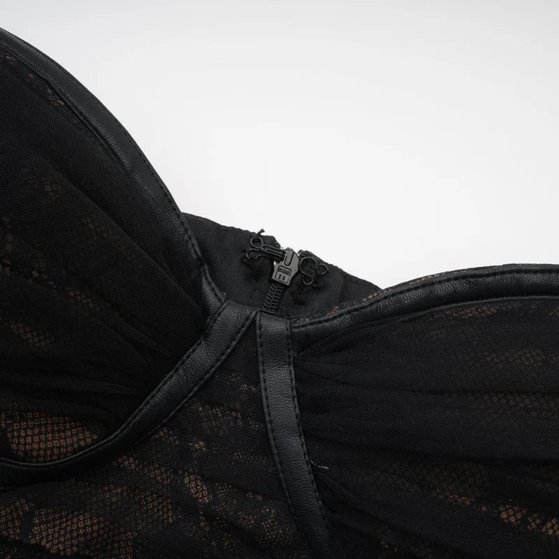 Cerys black mesh mini dress