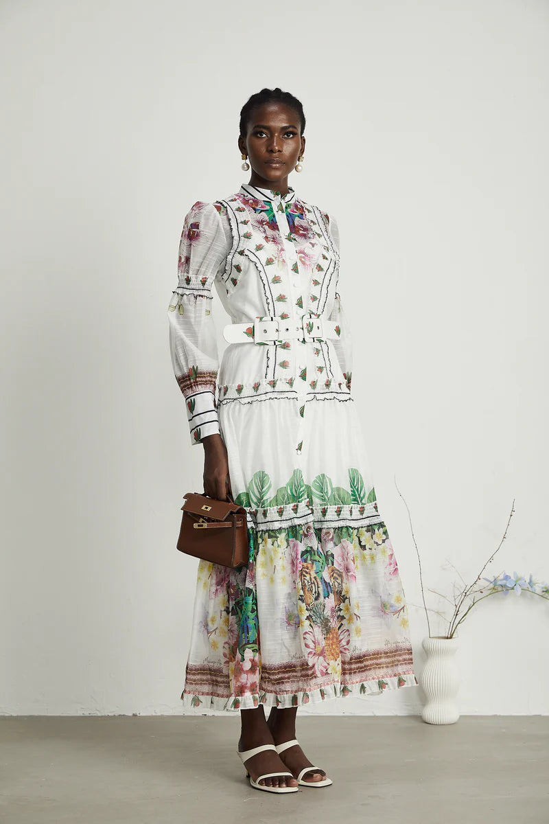 Gabi ruffled floral-print midi dress