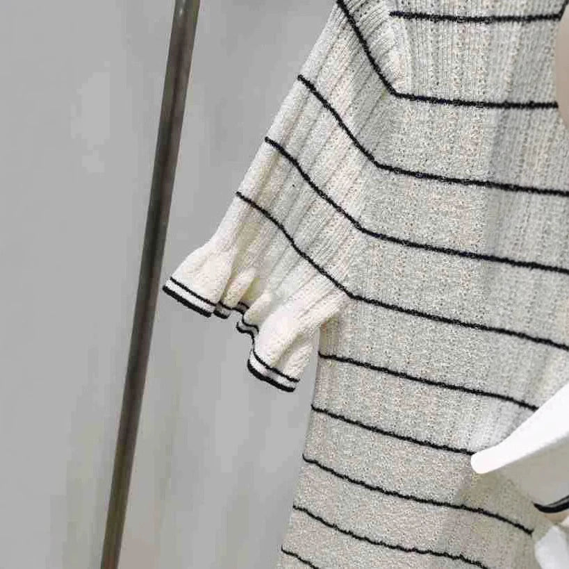 Rayures à volants longues robe