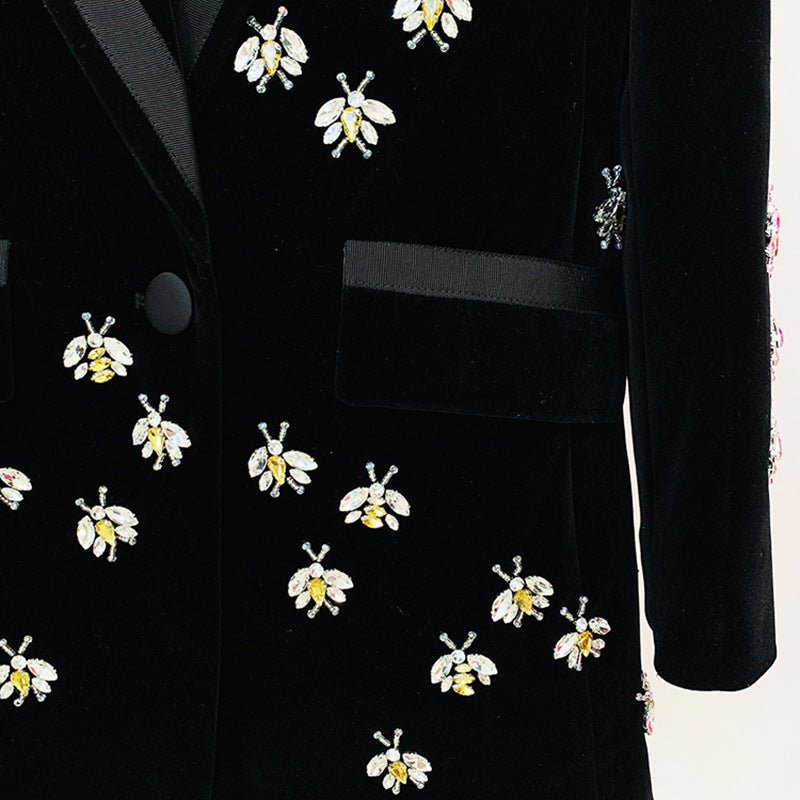 Diamond Beaded Velvet Suit Jacket