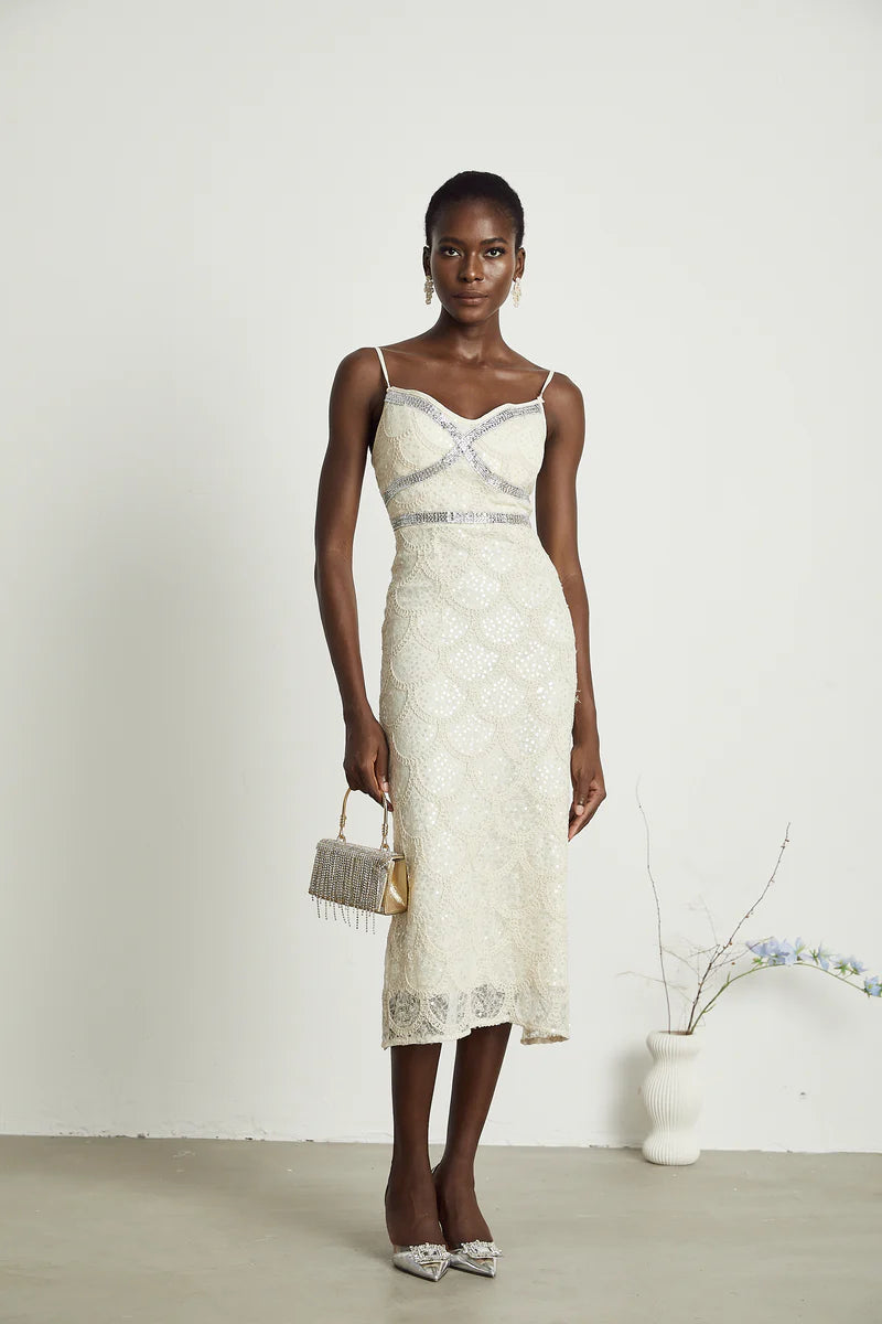 Robe midi embelli nalini