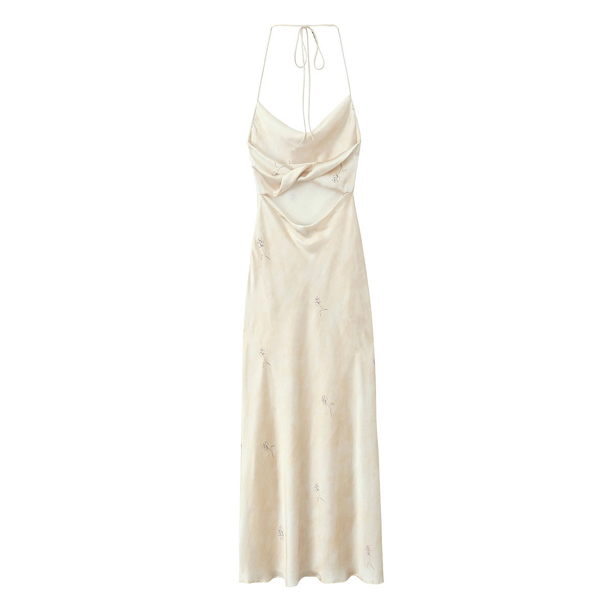 halterneck silk satin dress