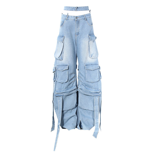 Denim cargo pants women