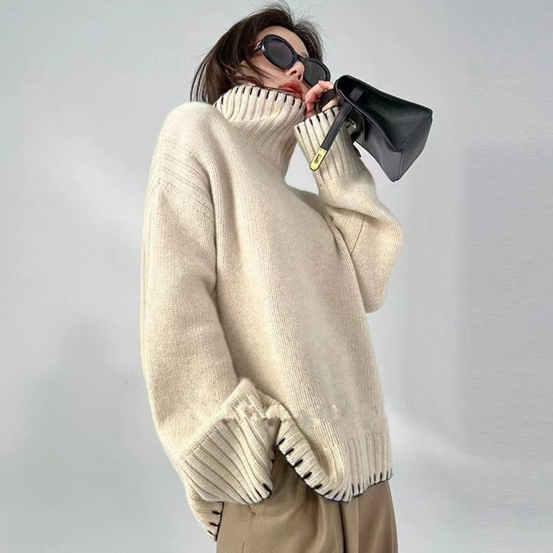 Turtleneck thickened knitted pullover