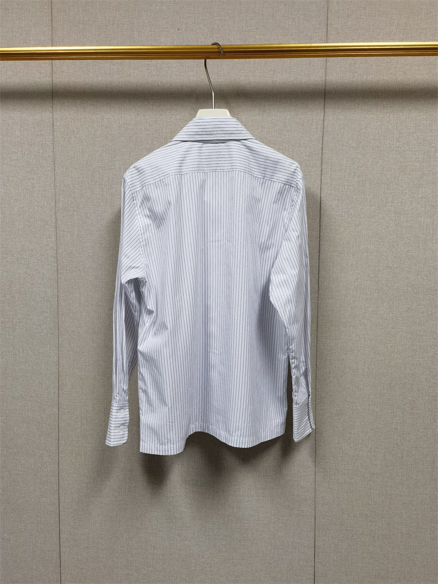 Tie Striped Long Sleeve Shirt