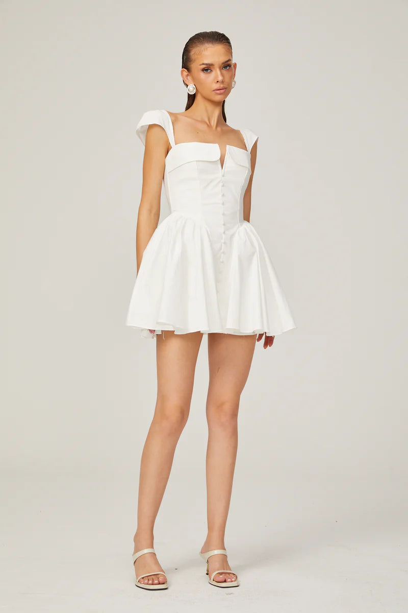Julie White Polded Leck Condée Mini Robe sans manches