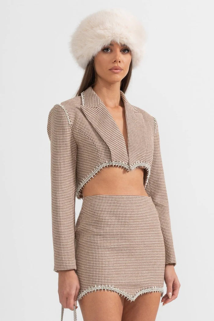 Silver Spikes Elegant 2 Piece Set - Brown And Beige