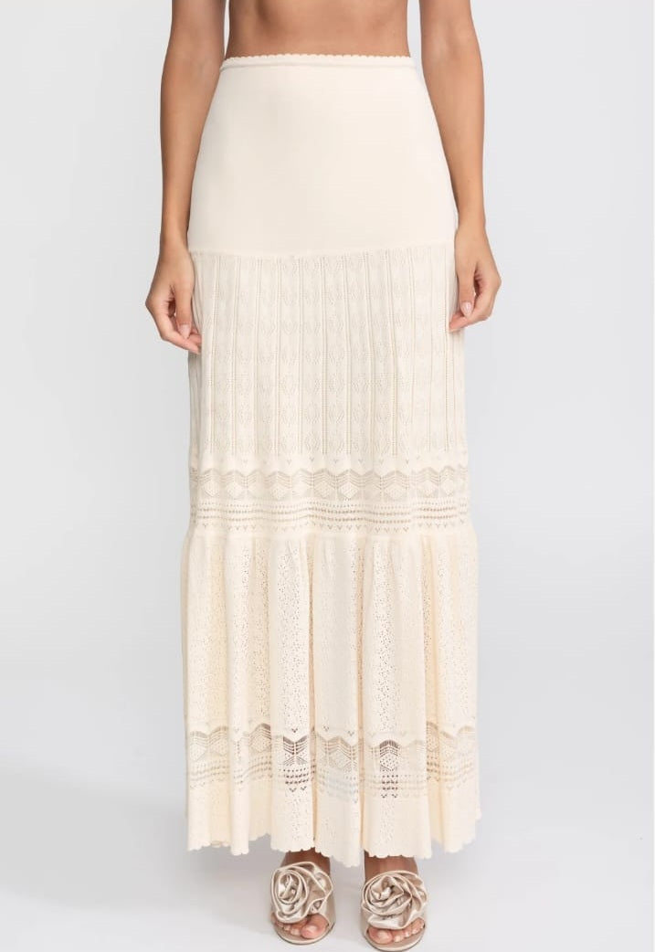 Two-Piece Knit Co-Ord Set With Ruffled Waist - Ivoire