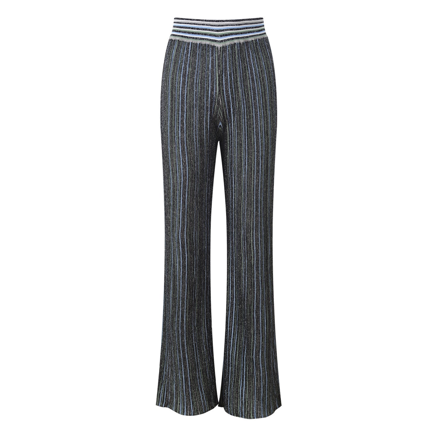 lace-up contrast  wide-leg pants set